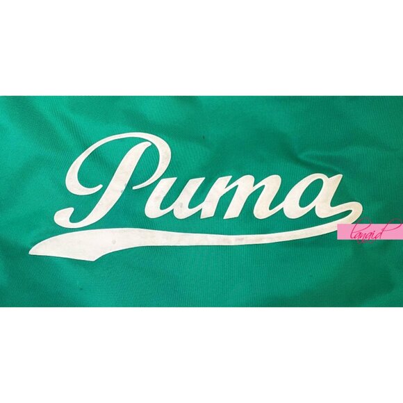VINTAGE Puma Shoulder Bag Crossbody Green Ivory Bookbag Gym Weekend Zip Tote - Picture 12 of 15
